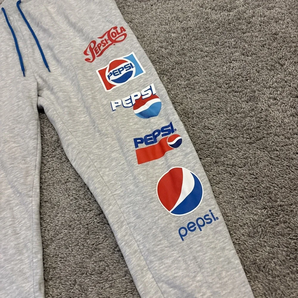 Pepsi Cola SODA Logo Graphic Gray Jogger Sweatpants Drawstring Pants 3XL / XXXL